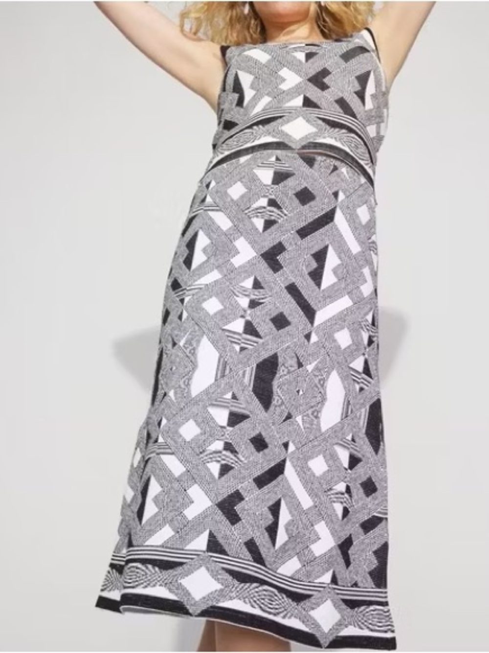 White House Black Market Black and White Geometric Midi Dress